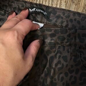 Apperloth Faux Leather Skinny Pant xl Coated High Rise Stretch animal print